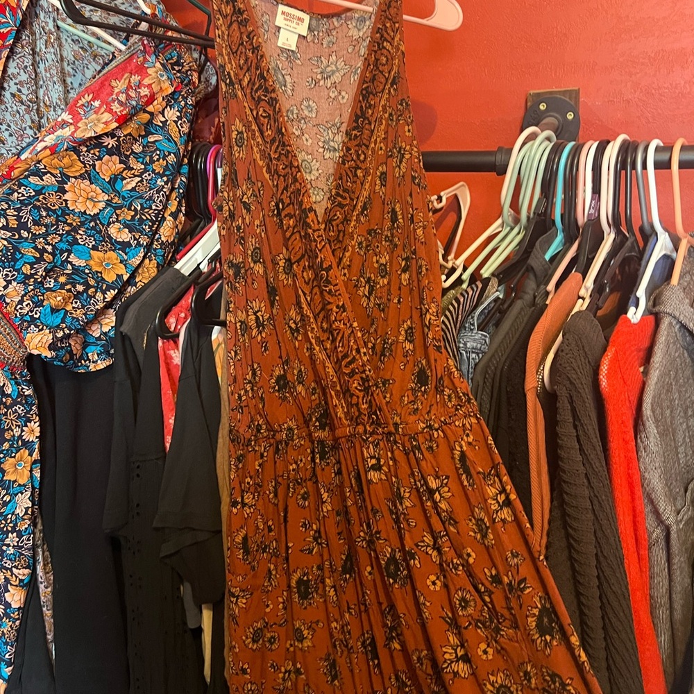 Mossimo Supply Co Brown Sleeveless V-Neck Jumpsuit
